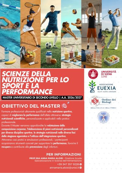 MASTER DI SCIENZE DELLA NUTRIZIONE PER LO SPORT E LA PERFORMANCE
