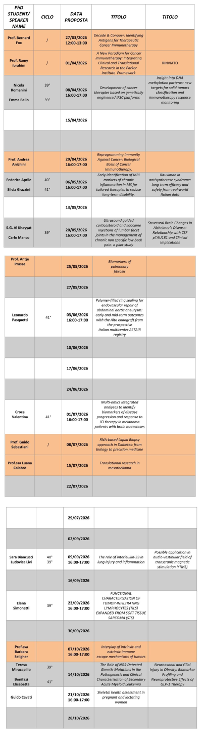Calendario Seminari 2026