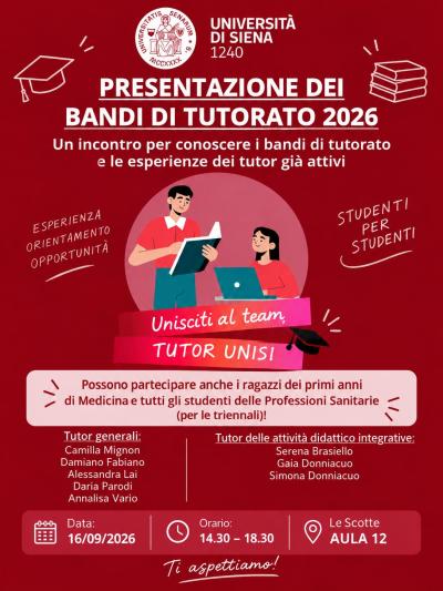 PRESENTAZIONE DEI BANDI DI TUTORATO 2026